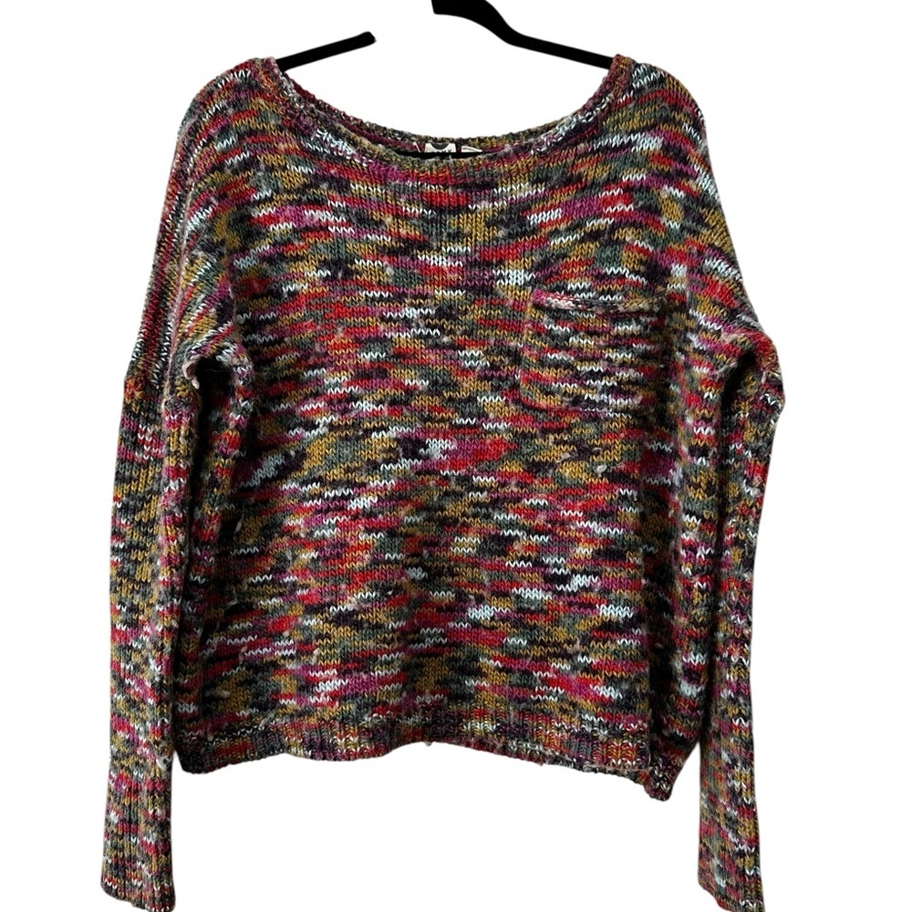 Roxy Red Pink Knit Long Sleeve Crew Neck Pullover Sweater Womens Casual Chic